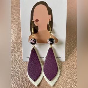 Floral & Faux Leather Earrings